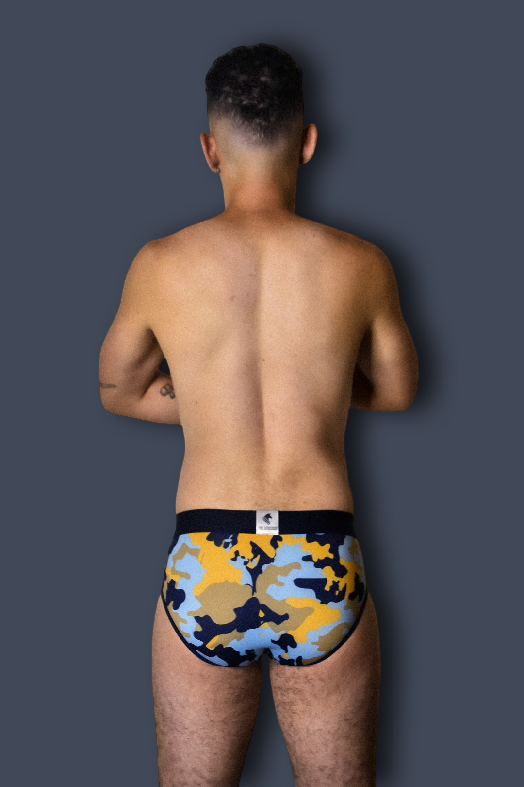 Billy Santoro Blue and Yellow Camo Mesh Brief
