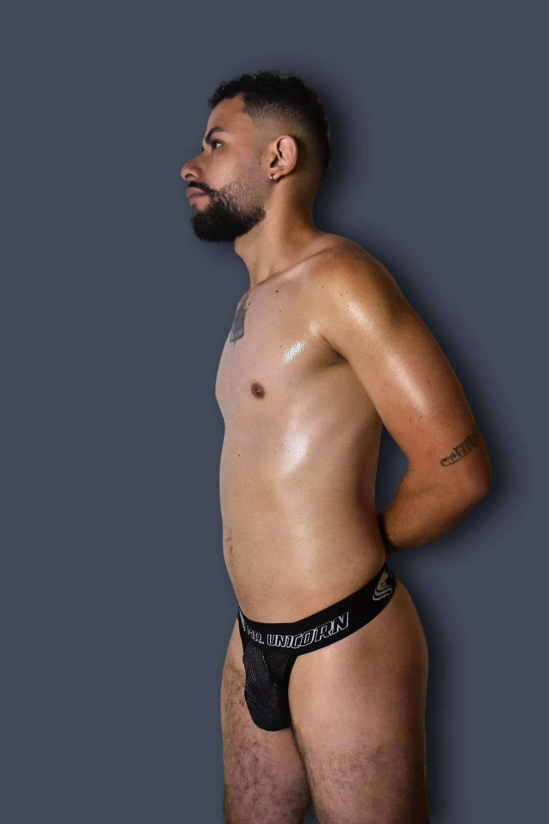 Black thong silver stipe